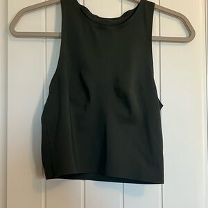 Miami Dark Green Sleeveless Crop Top